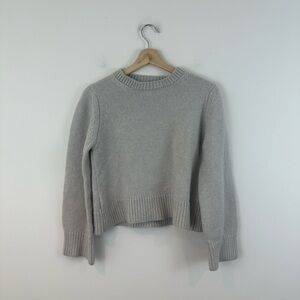 &Daughter Classic Crewneck Women's Sweater Light Gray Tan Merino Wool Cashmere S